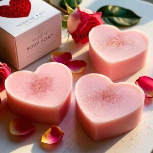 Triple Butter Heart Shaped Fruit Rose Soap